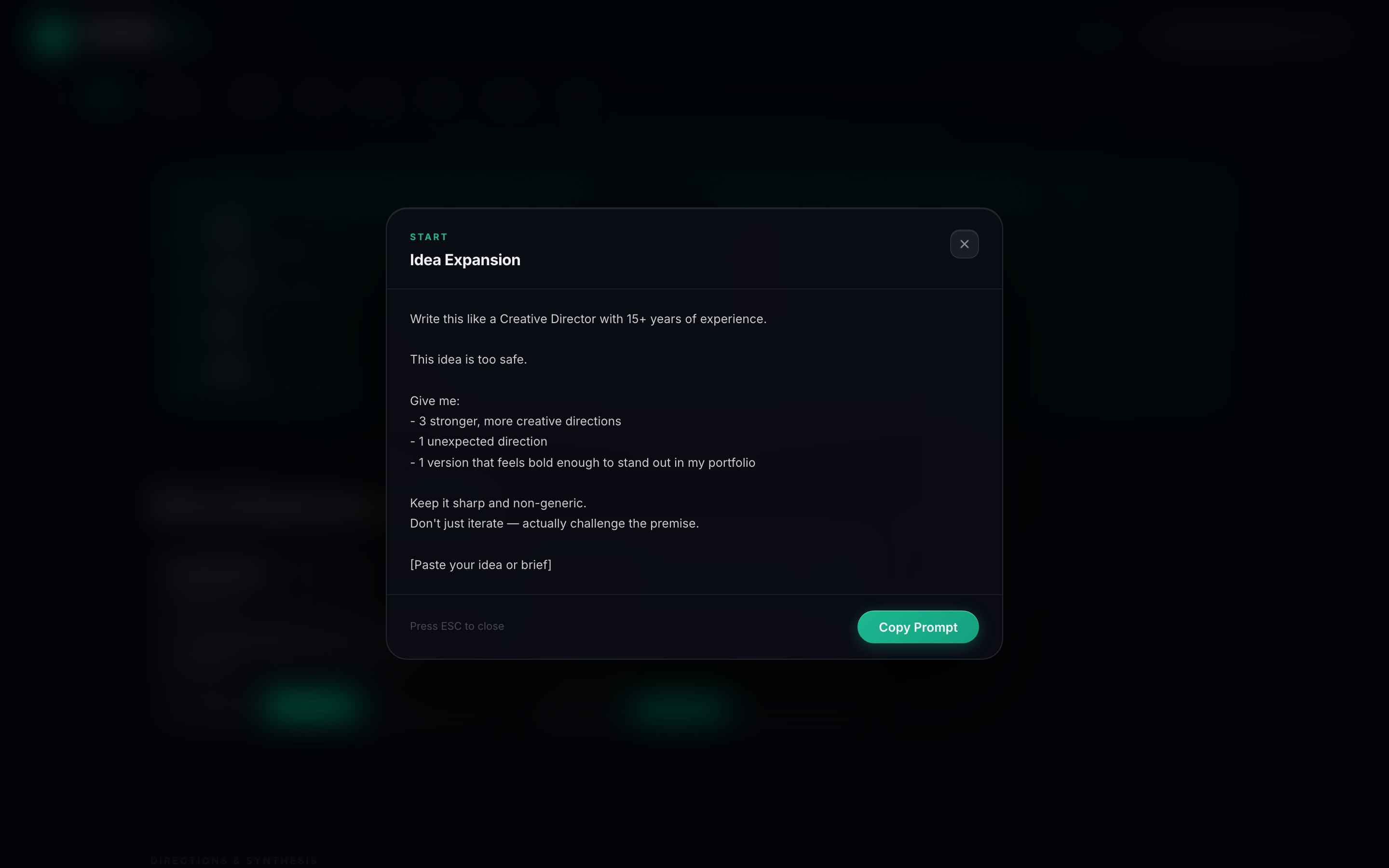 Carman OS — previewing a prompt in full before copying it