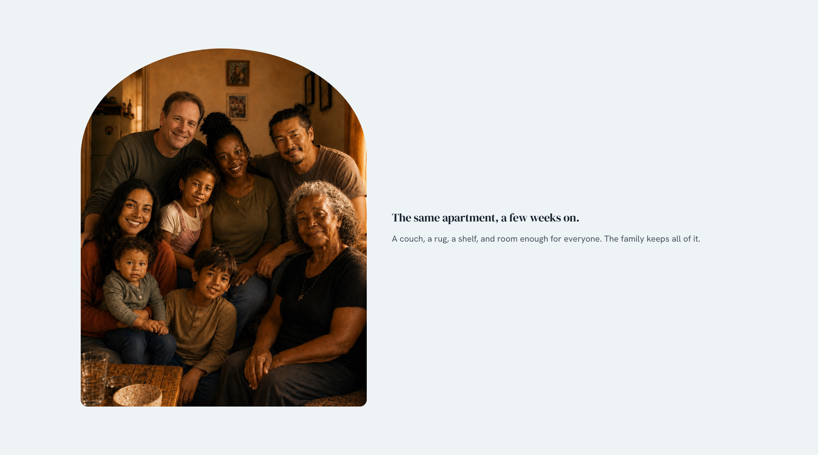 FRP — the same apartment, a few weeks on: a family at home