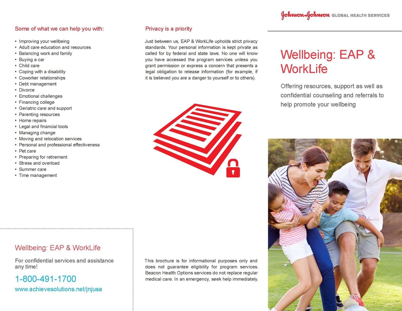 A client-branded wellbeing and EAP piece produced from the platform templates